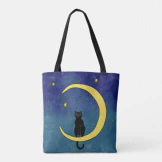 Sac en tissu avec un chat assis dans le dessin de 