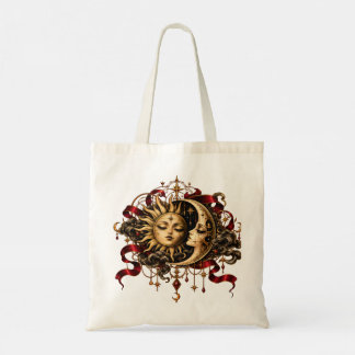 Sac en toile d'art bohème gothique soleil et lune