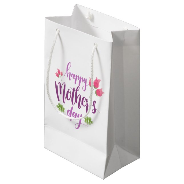 Sac floral heureux simple de cadeau du jour de (Devant Angle)