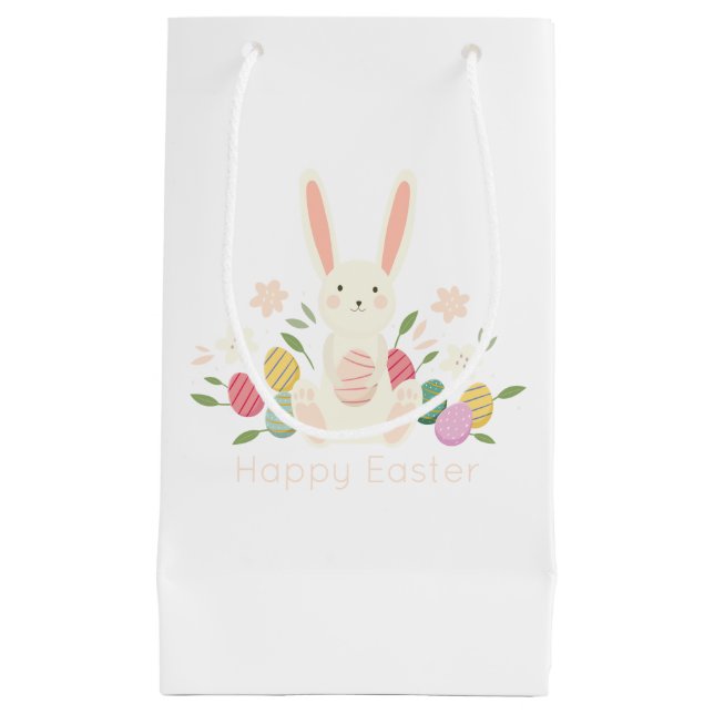 Sac floral simple de cadeau du lapin de Pâques | (Devant)