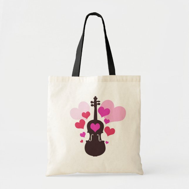 Sac fourre-tout à amour et à coeurs de violon (Devant)