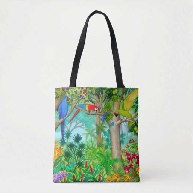 Sac fourre-tout à art de jungle de perroquet d'ara (Devant)