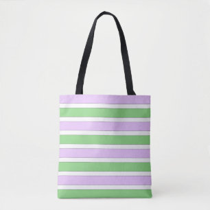 Sac fourre-tout à blanc, lilas et vert à rayures