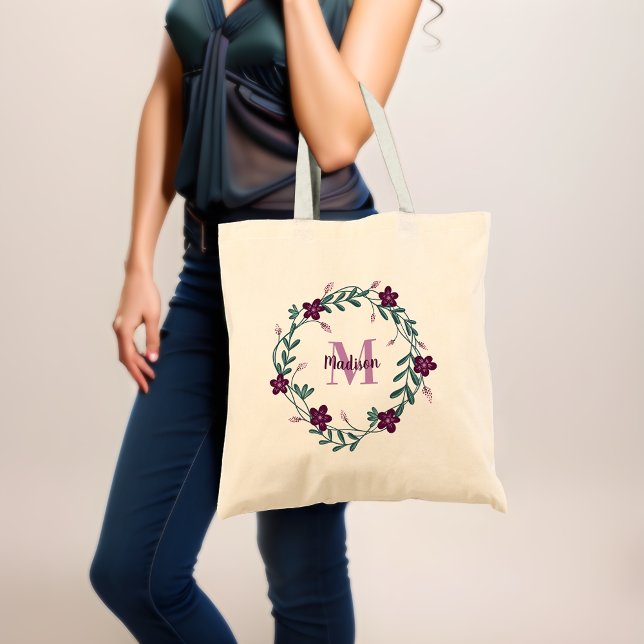 Sac fourre-tout à budget avec monogramme fantaisis (Personalized Elegance 🌿💜)