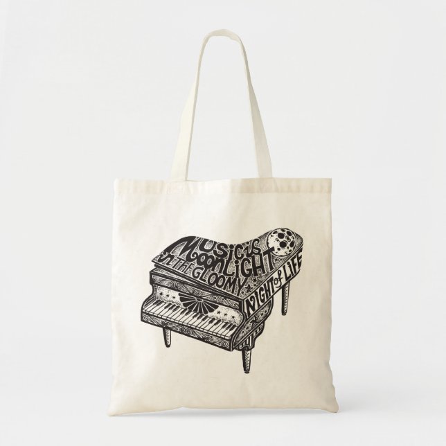 Sac fourre-tout à budget d'illustration de piano (Devant)