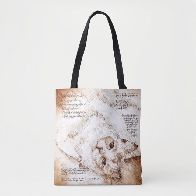 Sac fourre-tout à croquis de chat de Leonardo da (Devant)