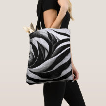 Sac fourre-tout à design abstrait noir et blanc te