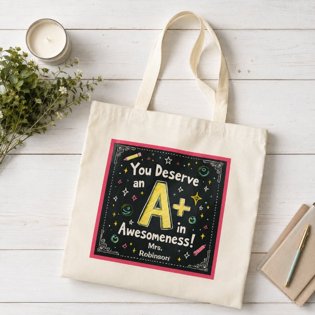 Sac fourre-tout à dessin à la craie - A+ en Awesom (Créateur téléchargé)