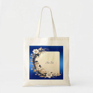 Sac fourre-tout à embellissement floral bleu blanc