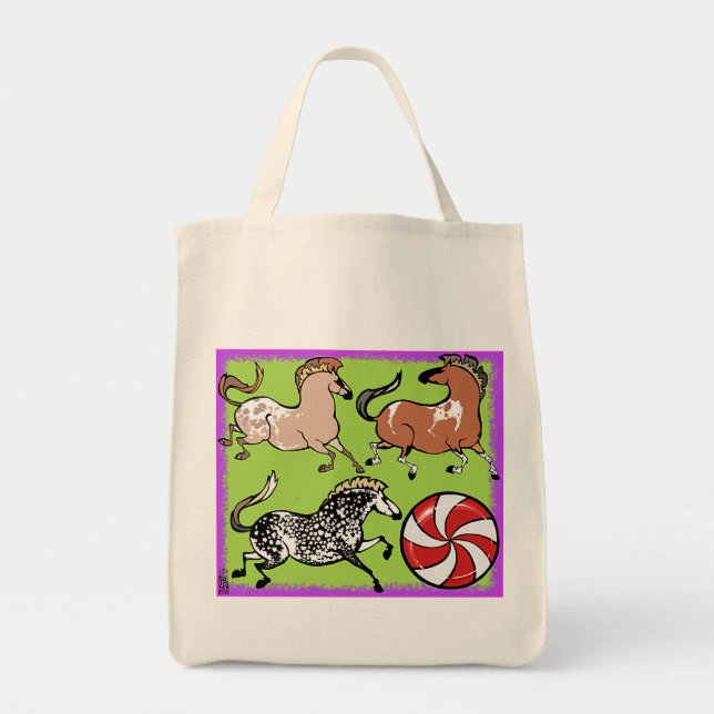 Sac fourre-tout à épicerie de poney de menthe (Devant)
