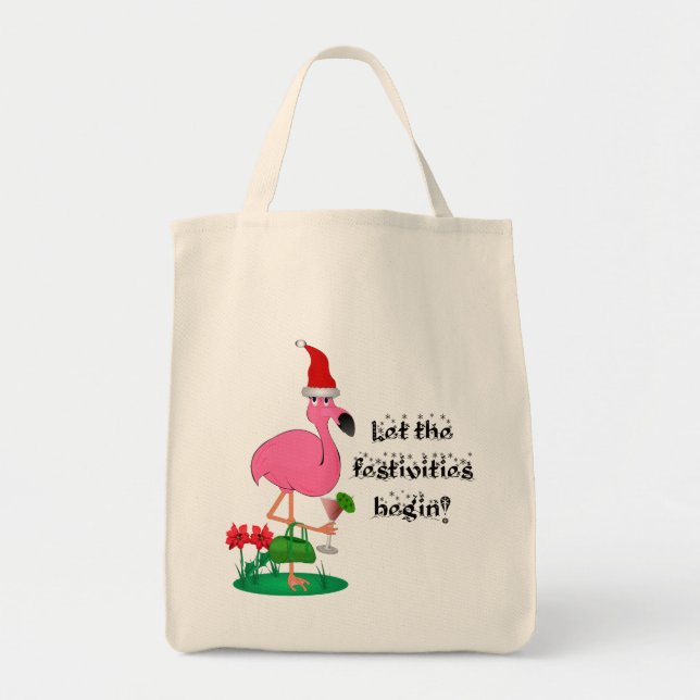 Sac fourre-tout à Flamant rose de Noël (Devant)