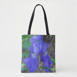 Sac fourre-tout à fleurs d'iris bleu
