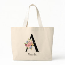 Sac fourre-tout à fleurs sauvages alphabet A pour 