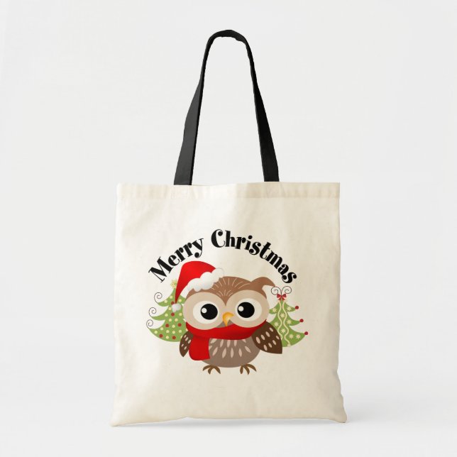 Sac fourre-tout à hibou de Joyeux Noël (Devant)