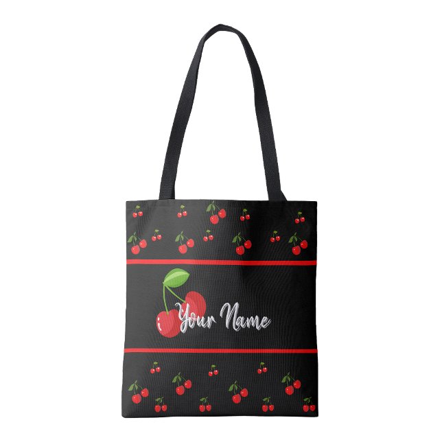 Sac fourre-tout à impression cerise personnalisé (Cherry print shopping Book Tote Bag)