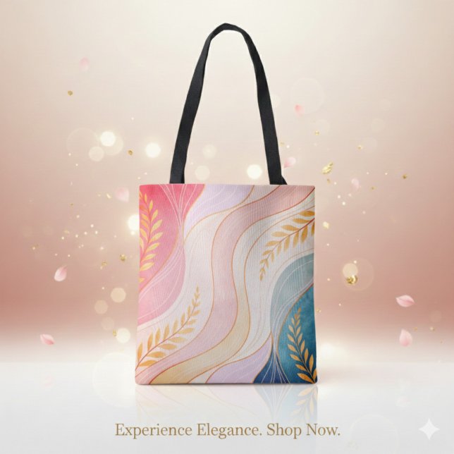 Sac fourre-tout à impression complète abstrait pas (Pastel Abstract Feminine Full-Print Tote Bag)