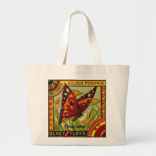 Sac fourre-tout à l'étiquette vintage avec papillo