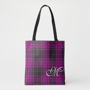 Sac fourre-tout à monogramme carreaux violets