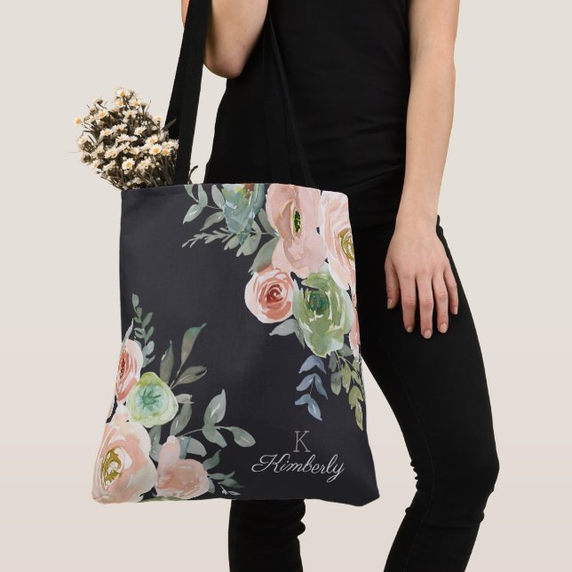 Sac fourre-tout à monogramme initial pastel vert p (De près)