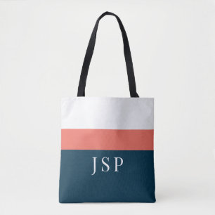 Sac fourre-tout à monogramme personnalisé – Navy C