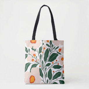 Sac fourre-tout à motif botanique floral minimal