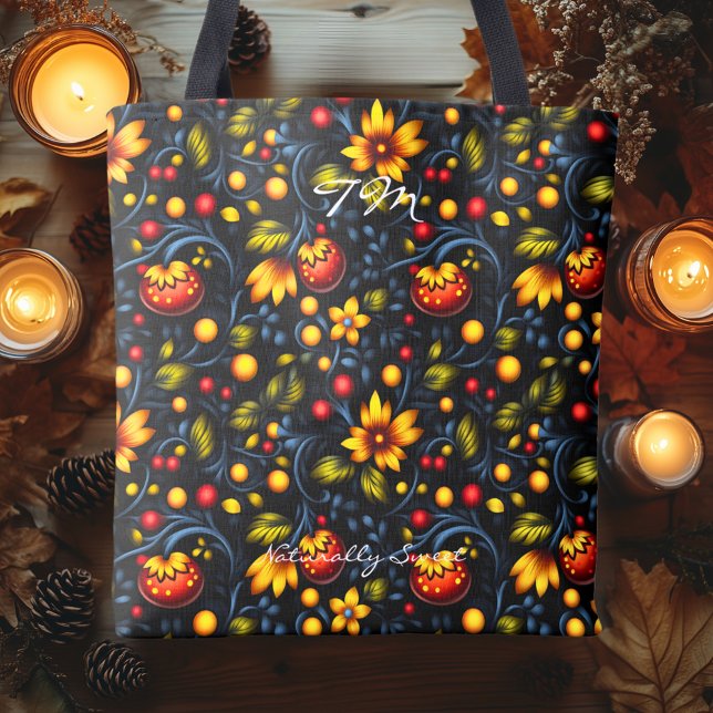 Sac fourre-tout à motif floral vibrant de style Kh (Créateur téléchargé)