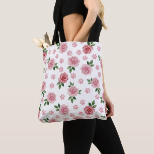 Sac fourre-tout à motif rose aquarelle et empreint