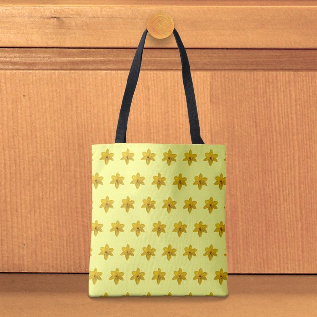 Sac fourre-tout à motif sans couture de jonquille  (Tote bag with seamless pattern of a yellow daffodil)