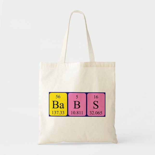 Sac fourre-tout à nom de table périodique de Babs (Devant)