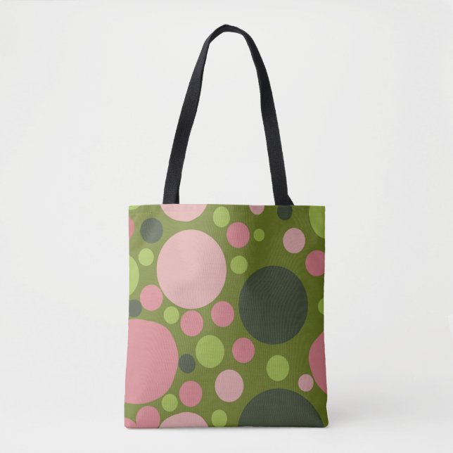 Sac fourre-tout à points Polka vert et rose (Devant)