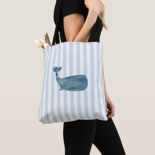 Sac fourre-tout à rayures bleues nautiques Baleine