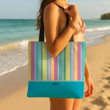 Sac fourre-tout à rayures d'été coloré tendance