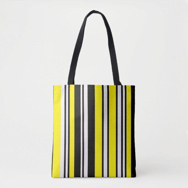 sac fourre-tout à rayures jaunes noirs (Devant)