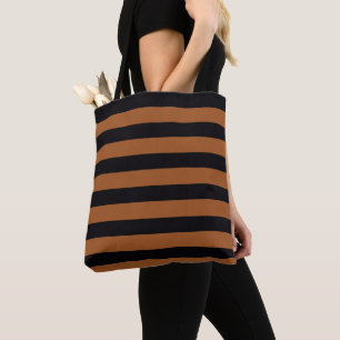 Sac fourre-tout à rayures marron et caramel noir