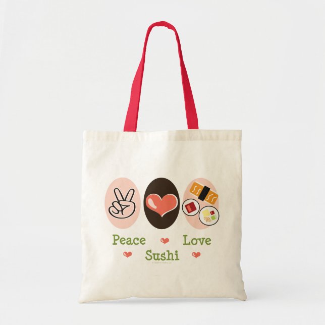 Sac fourre-tout à sushi d'amour de paix (Devant)