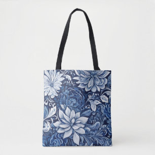sac fourre-tout à tapisserie de pétale indigo