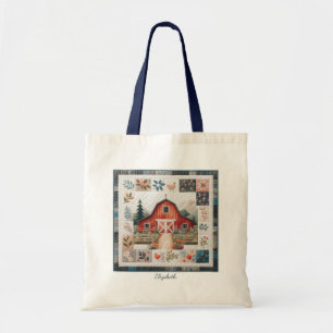 Sac fourre-tout à thème quilt Red Barn Faux Patchw