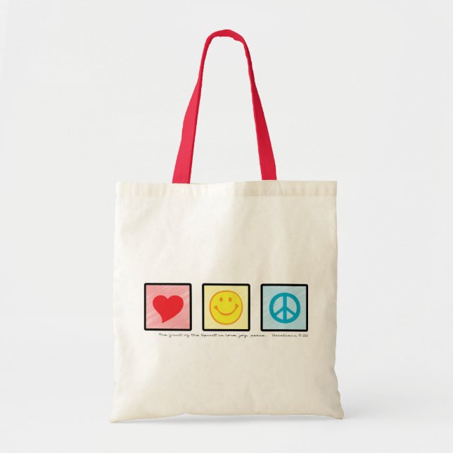 Sac fourre-tout à tissu de paix de joie d'amour (Devant)