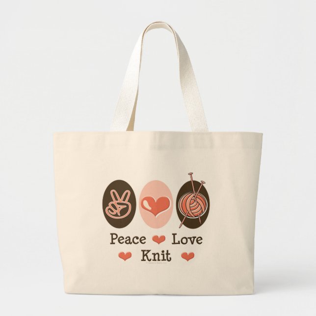 Sac fourre-tout à tricot de Knit d'amour de paix (Devant)