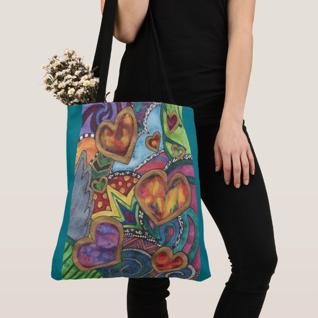 Sac fourre-tout abstrait à coeurs (De près)