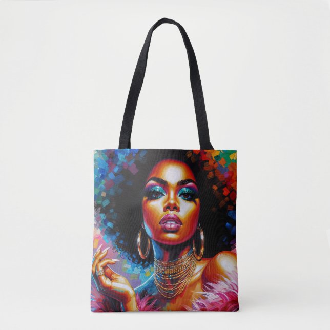 Sac fourre-tout Afro Glam Avec Black Woman Pop Art (Devant)