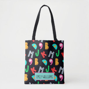 Sac fourre-tout alphabétique personnalisé pour e
