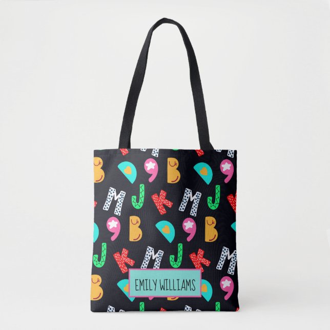 Sac fourre-tout alphabétique personnalisé pour enf (Devant)