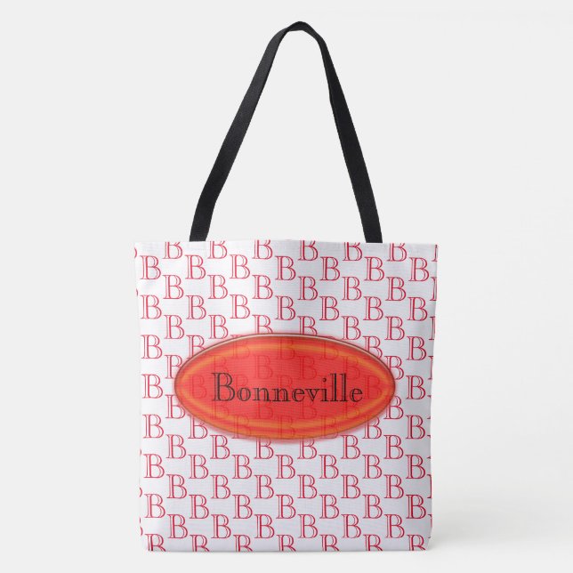 Sac fourre-tout (ao) - Plaque rouge et initiale (Devant)