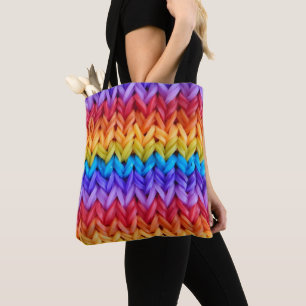 Sac fourre-tout Arc-en-ciel de Knit rétro classiqu