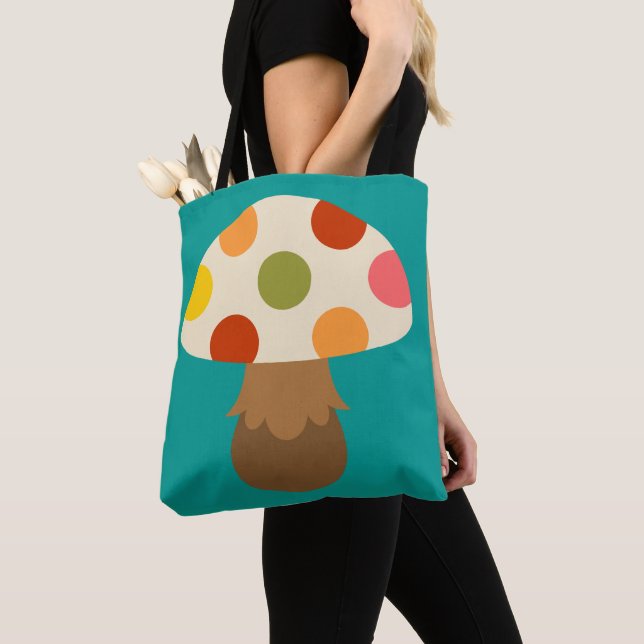 Sac fourre-tout aux champignons colorés (De près)