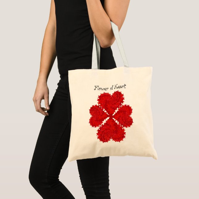 Sac fourre-tout aux fleurs du coeur rouge (Devant (produit))