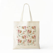 Sac fourre-tout aux oiseaux & Fleurs en beige