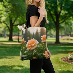 Sac fourre-tout aux roses pêche
