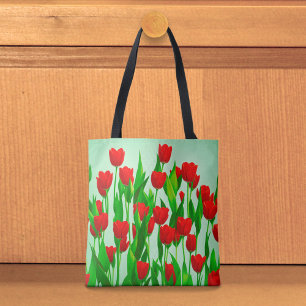 Sac fourre-tout aux tulipes rouges